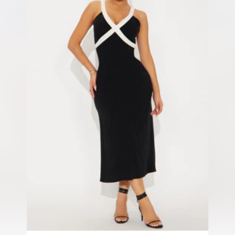 Black and White Midi Dress